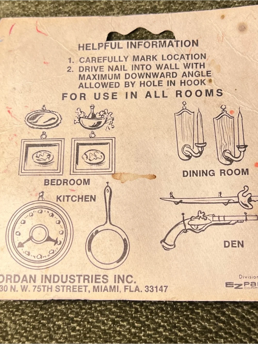 Jordan Eze-Line Fasteners Decorative Hooks Vintage 1970s Set of 4